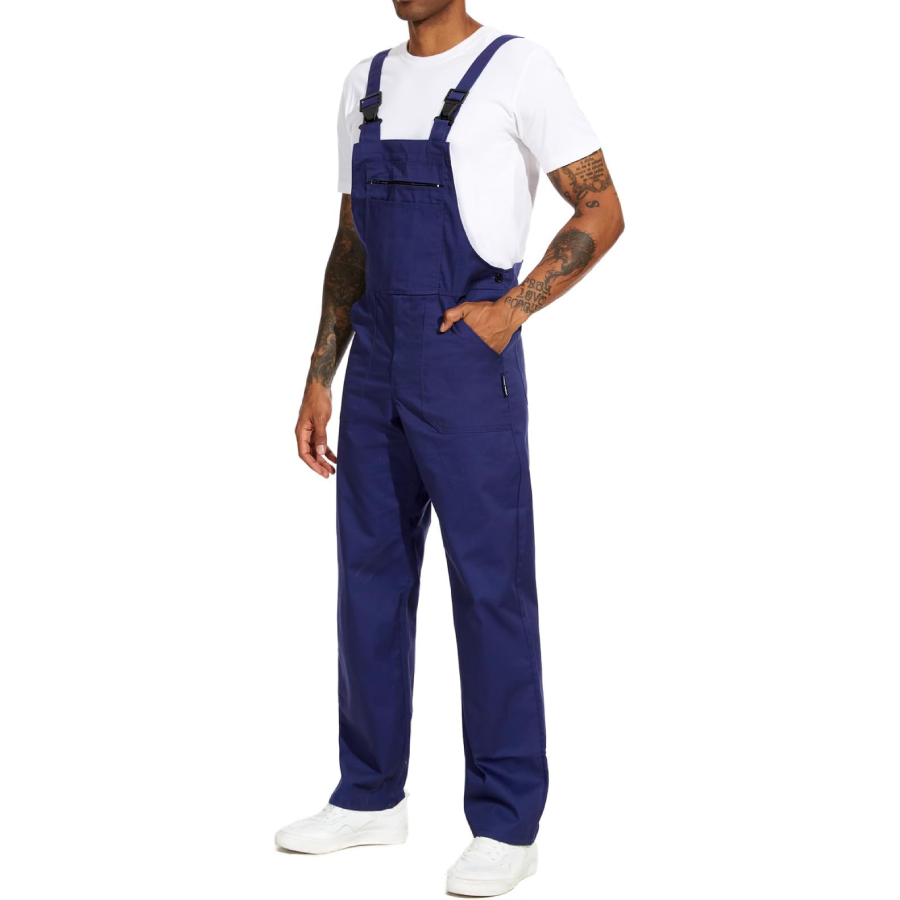 WORK IDEA Men's Bib Overalls Workwear Fashion Lightweight Jumpsuit with Pockets