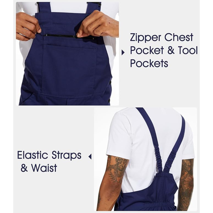 WORK IDEA Men's Bib Overalls Workwear Fashion Lightweight Jumpsuit with Pockets