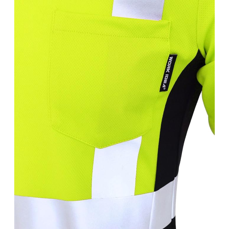 WORK IDEA Safety T Shirt for Women Reflective Tape High Visibility Shirt Work Construction Short Sleeve