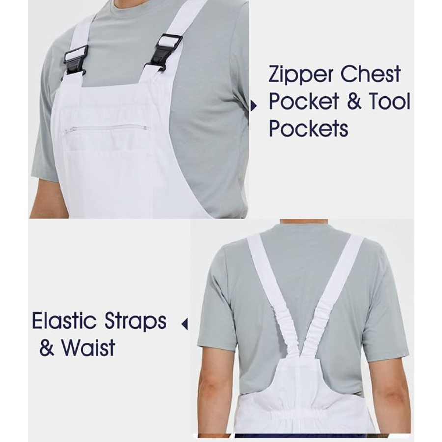 WORK IDEA Men's Bib Overalls Workwear Fashion Lightweight Jumpsuit with Pockets