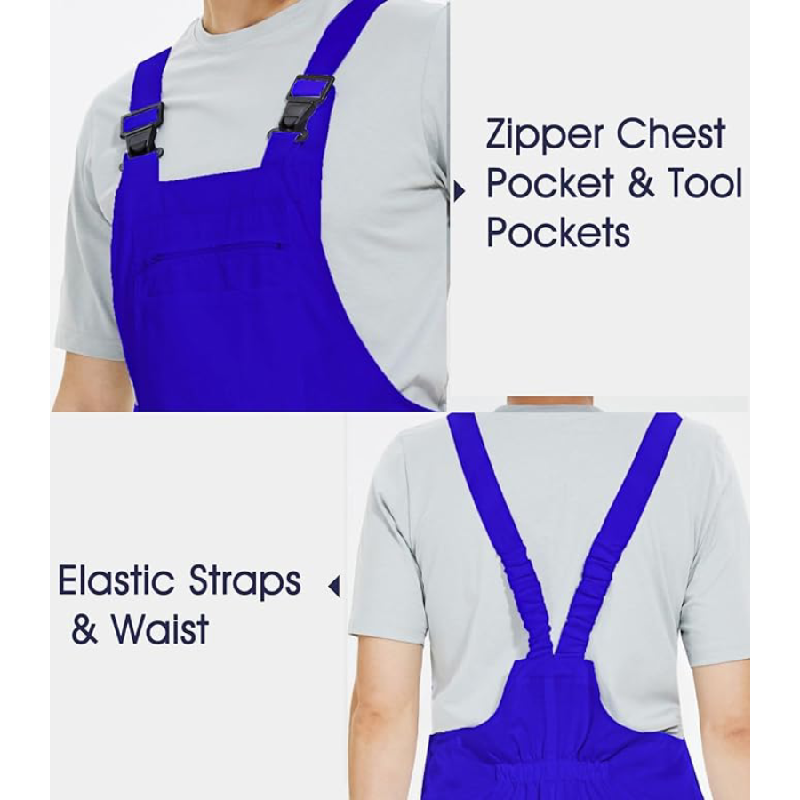 WORK IDEA Men's Bib Overalls Workwear Fashion Lightweight Jumpsuit with Pockets