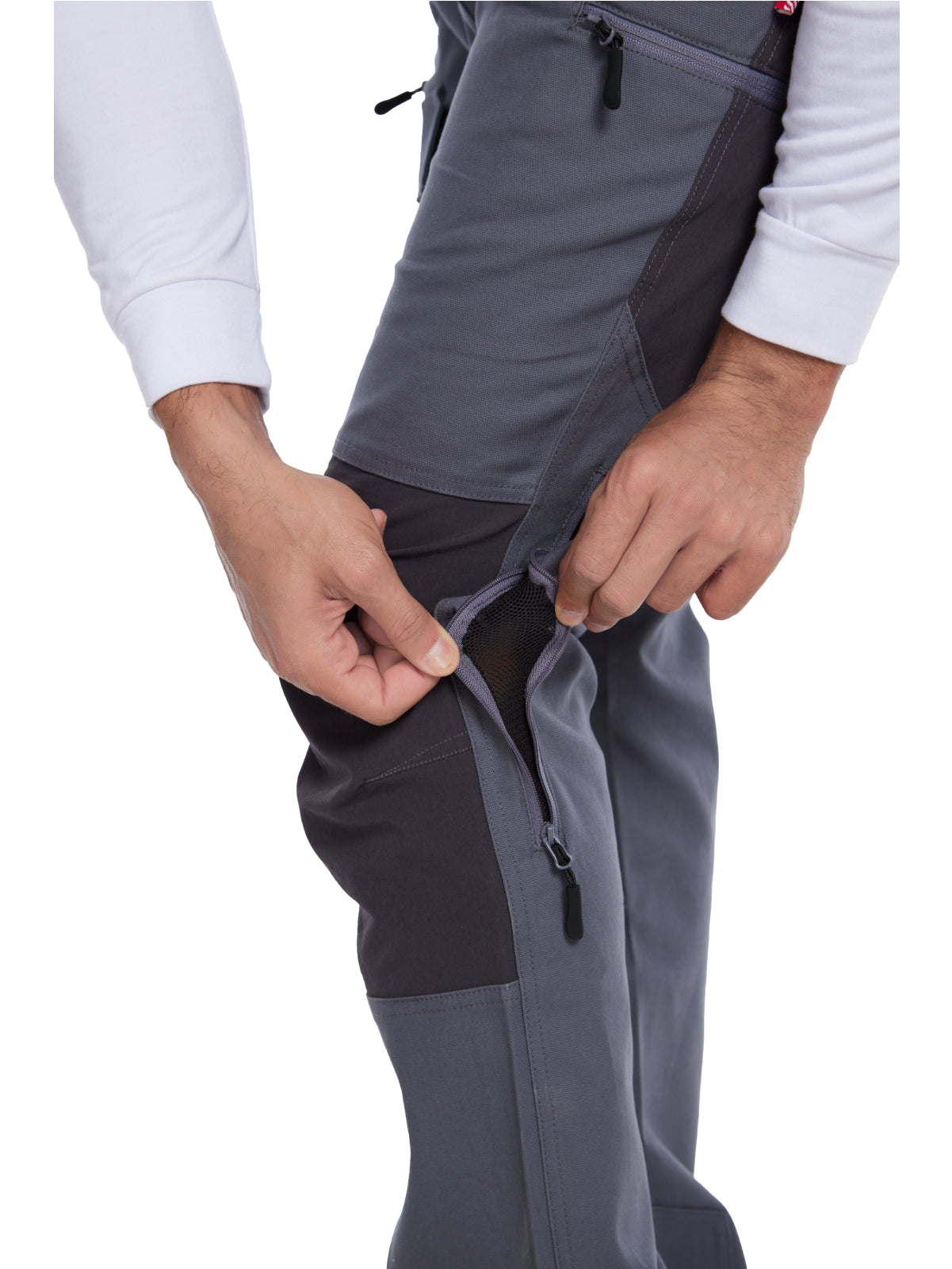 WORK IDEA Men's Hybrid Outdoor Pants - Canvas & Stretch Nylon Hiking Trousers with Side Vents, Reinforced Knees for Camping
