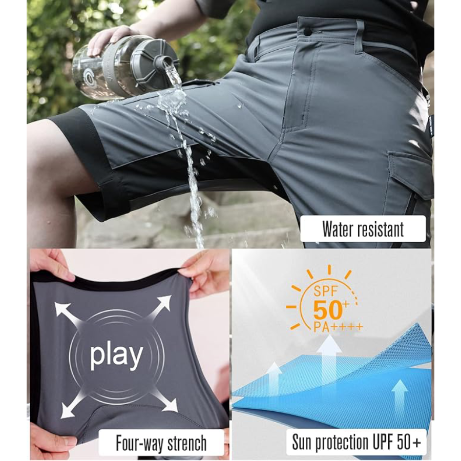 WORK IDEA Men's Hiking Shorts,Water Ressitant Lightweight hiking cargo shorts for men