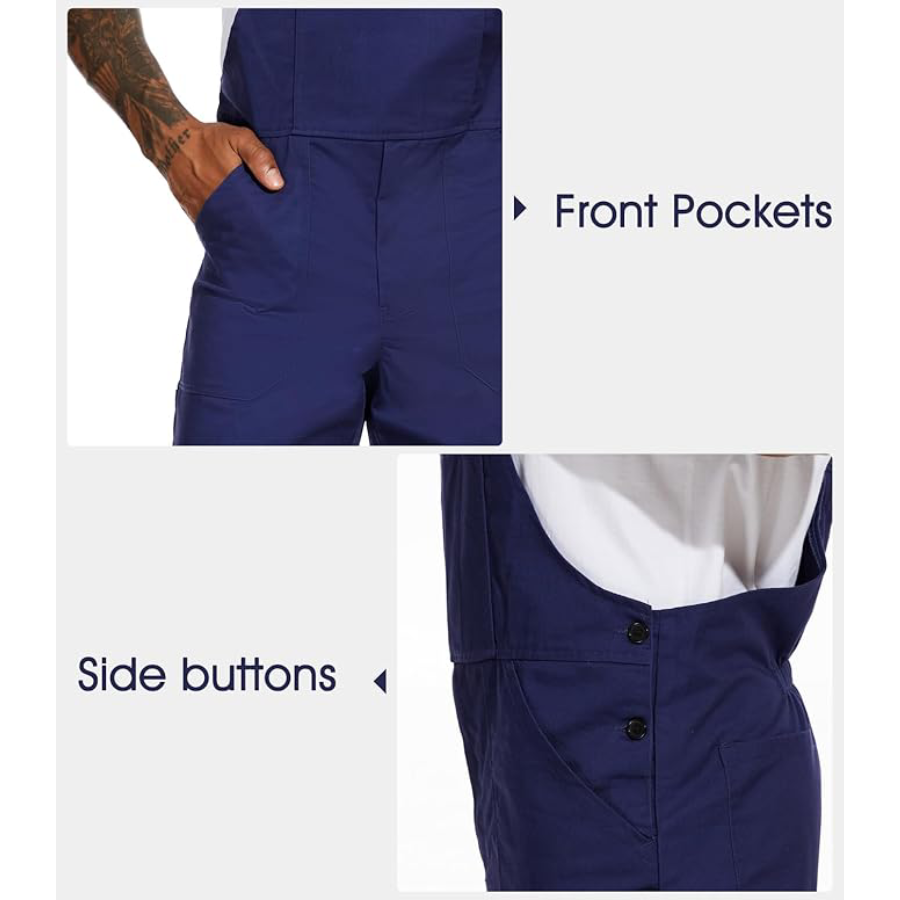 WORK IDEA Men's Bib Overalls Workwear Fashion Lightweight Jumpsuit with Pockets