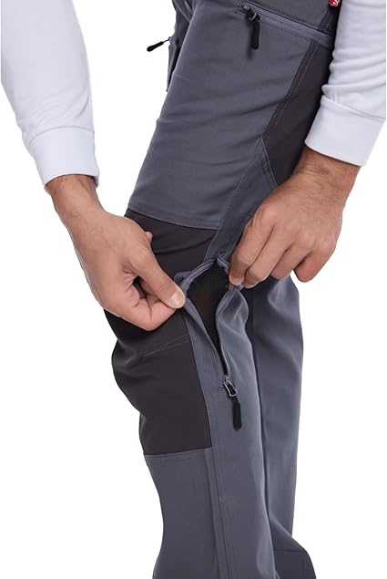 WORK IDEA Men's Hybrid Outdoor Pants - Canvas & Stretch Nylon Hiking Trousers with Side Vents, Reinforced Knees for Camping
