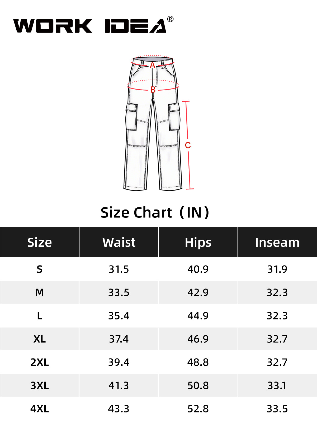 WORK IDEA Men's Relaxed Fit Work Pants Lightweight for Painter, Decoration