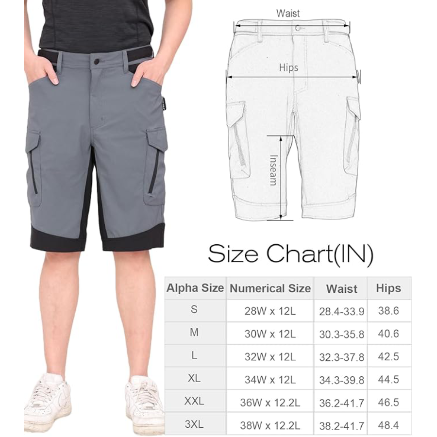 WORK IDEA Men's Hiking Shorts,Water Ressitant Lightweight hiking cargo shorts for men