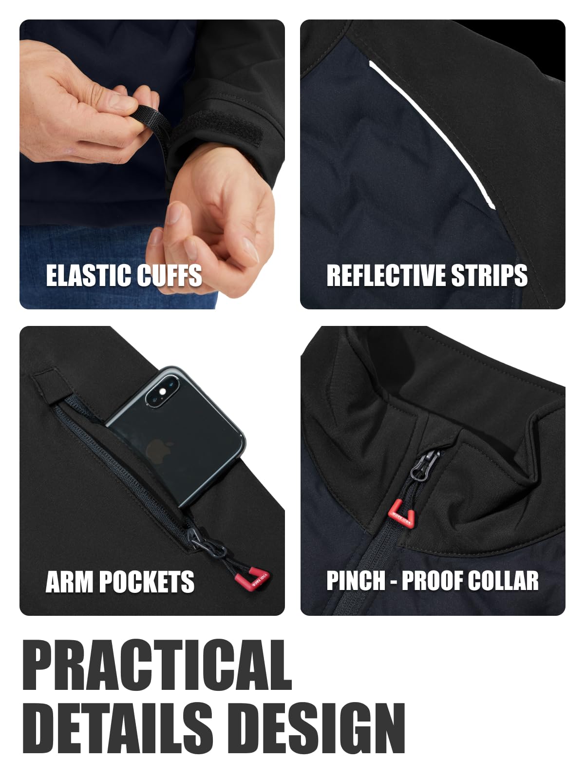WORK IDEA Men’s High-Performance Quilted Jacket - Reflective Safety Trim, Weatherproof Design, Full-Zip Work Coat