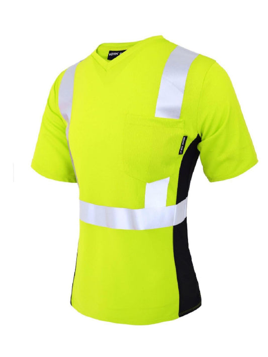 WORK IDEA Safety T Shirt for Women Reflective Tape High Visibility Shirt Work Construction Short Sleeve