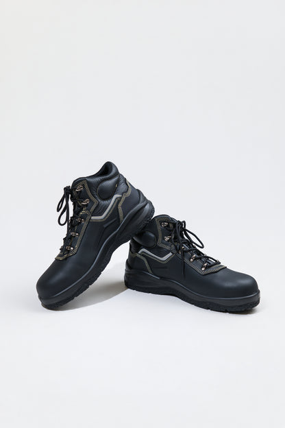 WORK IDEA High‑Top Safety Work Boots Genuine Leather Steel Toe Anti‑Slip Industrial Safety Shoes