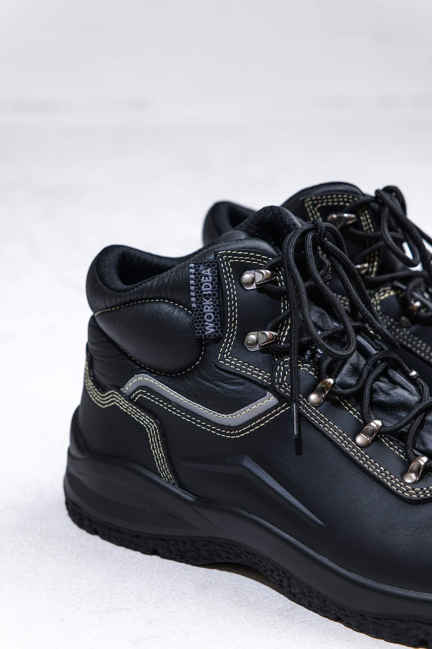 WORK IDEA High‑Top Safety Work Boots Genuine Leather Steel Toe Anti‑Slip Industrial Safety Shoes