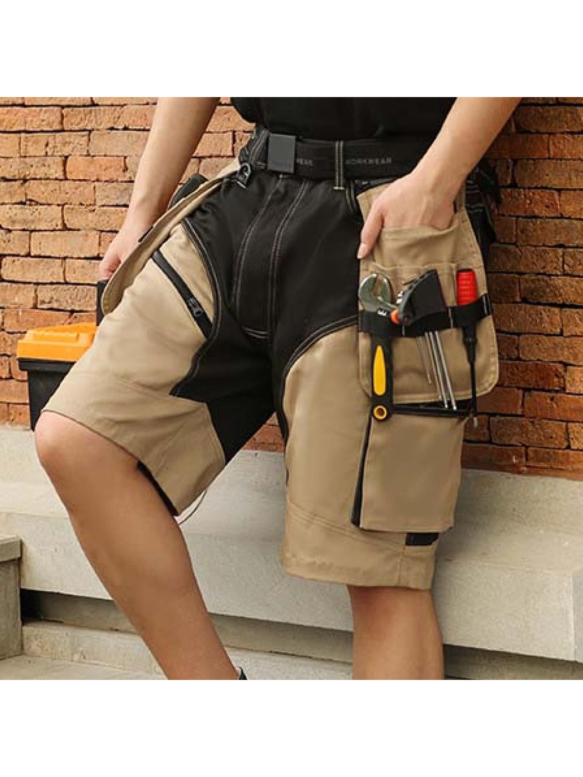WORK IDEA Builder Work Shorts for Men - Durable Summer Combat Shorts - Multi Pocket Detachable Flight Pocket Shorts