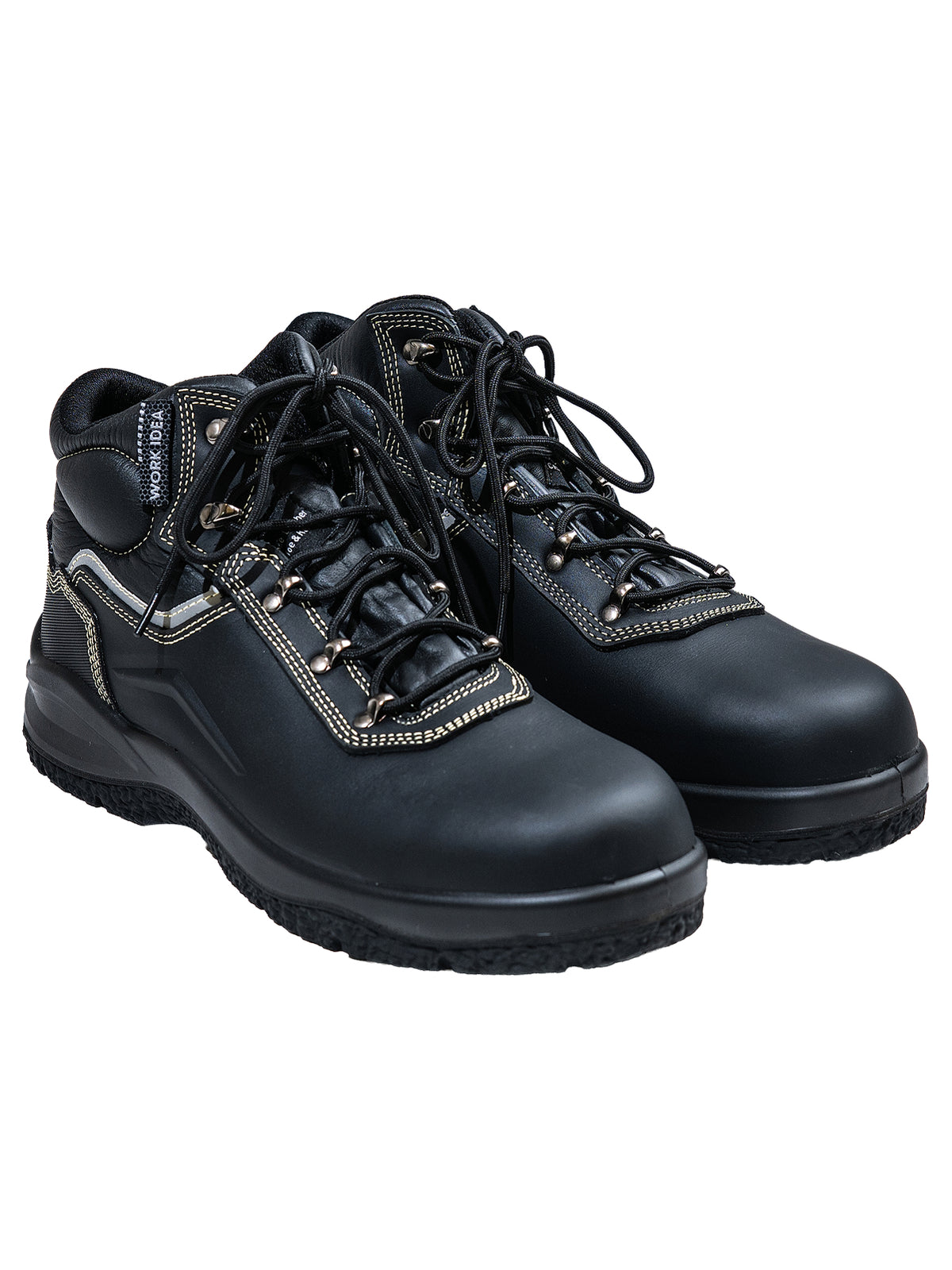 WORK IDEA High‑Top Safety Work Boots Genuine Leather Steel Toe Anti‑Slip Industrial Safety Shoes