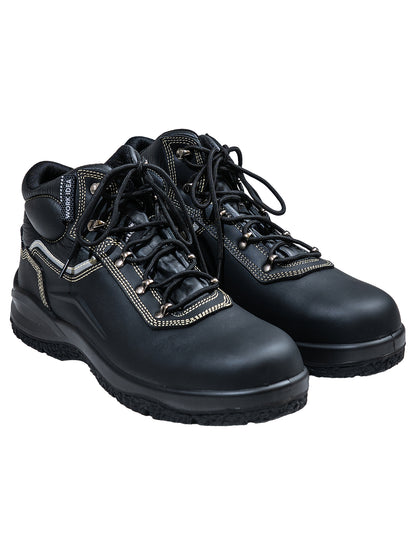 WORK IDEA High‑Top Safety Work Boots Genuine Leather Steel Toe Anti‑Slip Industrial Safety Shoes