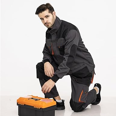 WORK IDEA Mens Multi Pocket Heavy Duty Canvas Work Jacket