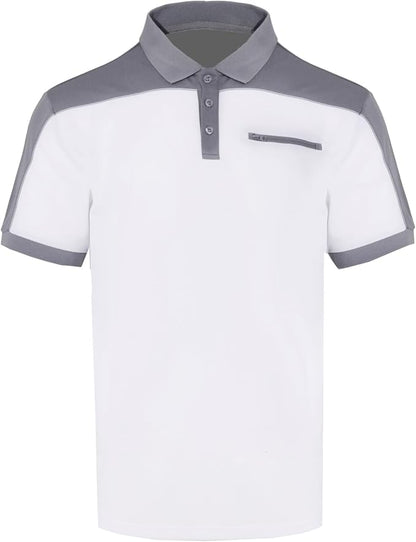 Men's Polo Shirt Work Short Sleeve Work Shirt 100% Polyester with Contrast Colours