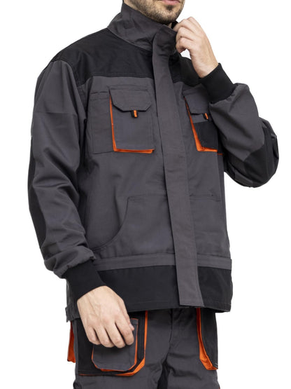 WORK IDEA Mens Multi Pocket Heavy Duty Canvas Work Jacket