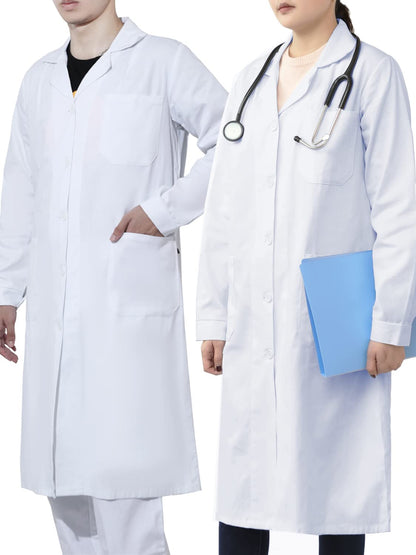 WORK IDEA Men's Women's Lab Coat, 100% Cotton, Laboratory Coat, Medical Coat, Doctor's Coat