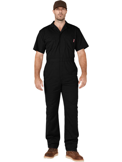 WORK IDEA Men's Short Sleeve Work Coverall - Lightweight Jumpsuit Elastic Waist with Multi Pockets