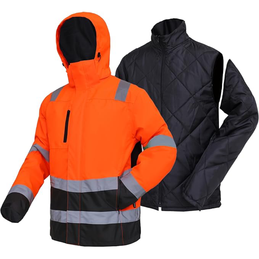 WORK IDEA High Visibility Reflective Jackets for Men Hi Vis Weatherproof 4- in-1