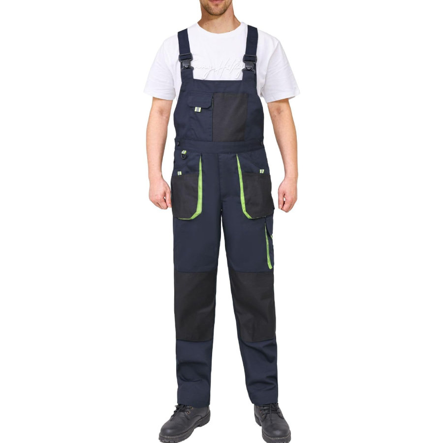 WORK IDEA Men's Bib Overalls Work Overalls with Knee Pad Pockets