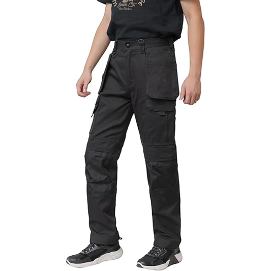 WORK IDEA Men's Work Cargo Trouser with Knee Pads Pocket Combat Holster Pockets Tactical Working Trouser Pants