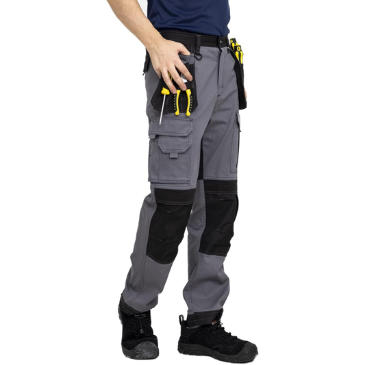 WORK IDEA Men's Work Cargo Trouser with Knee Pads Pocket Combat Holster Pockets Tactical Working Trouser Pants