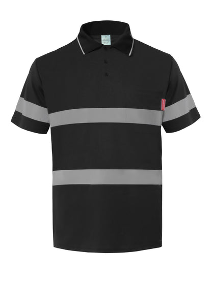 WORK IDEA Polo Shirt for Men High Visibility Reflective Work Shirt with Pockets for Construction