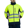 WORK IDEA Men's Safety Jacket High Visibility Reflective Softshell Jacket Hi-Vis Waterproof and Windbreaker with Fleece Lined