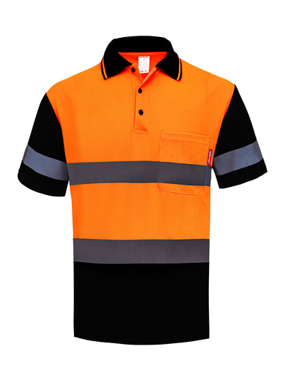WORK IDEA Polo Shirt for Men High Visibility Reflective Work Shirt with Pockets for Construction