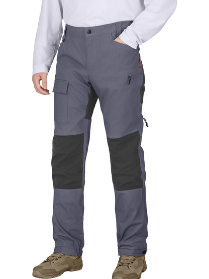 WORK IDEA Men's Hybrid Outdoor Pants - Canvas & Stretch Nylon Hiking Trousers with Side Vents, Reinforced Knees for Camping
