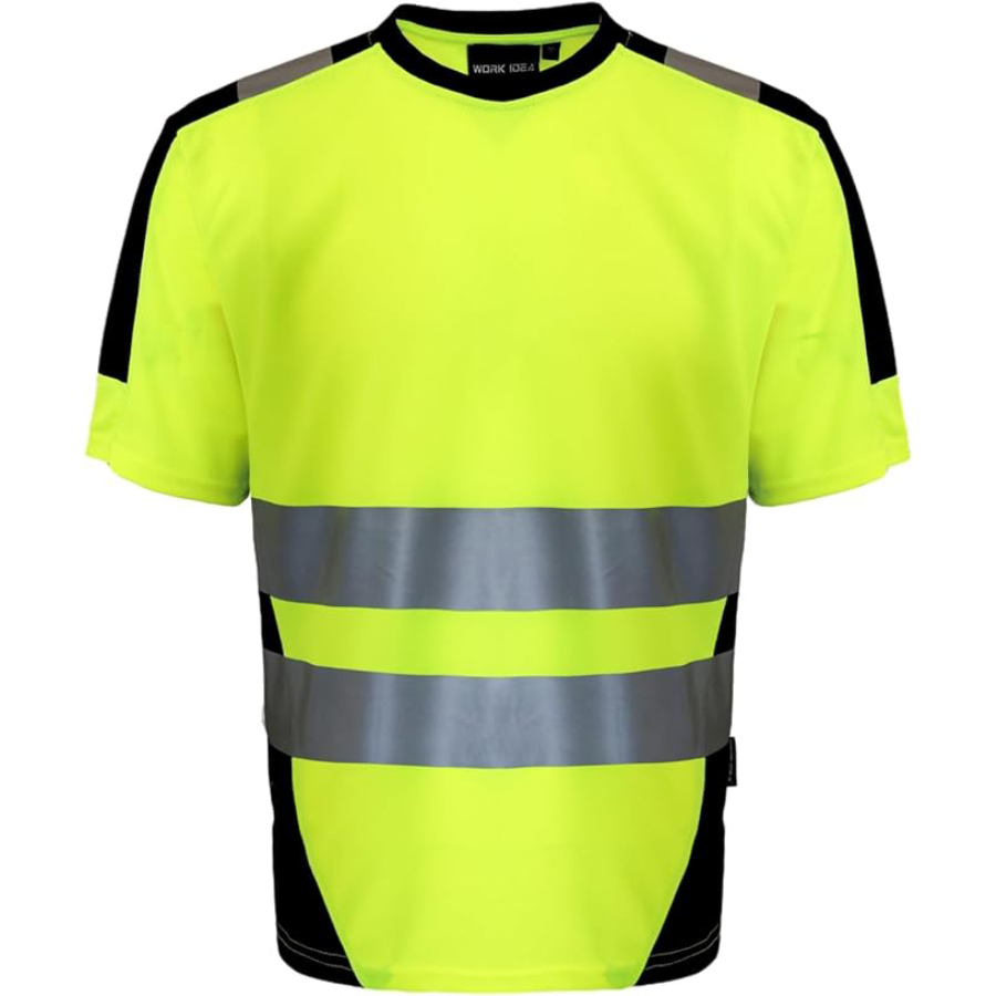 WORK IDEA Hi Vis Reflective Safety Shirts for Men Short Sleeve Mens Construction Work Class 2 Shirt