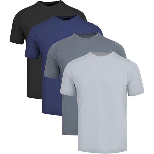 WORK IDEA Men's Cotton T-Shirts, Crew Neck Short Sleeve Tees for Men Summer Basic Tops,1 Or 4 Pack