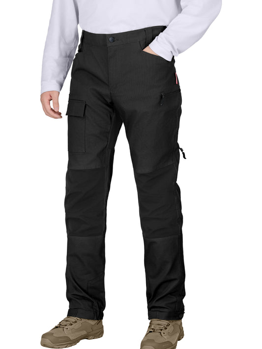 WORK IDEA Men's Hybrid Outdoor Pants - Canvas & Stretch Nylon Hiking Trousers with Side Vents, Reinforced Knees for Camping