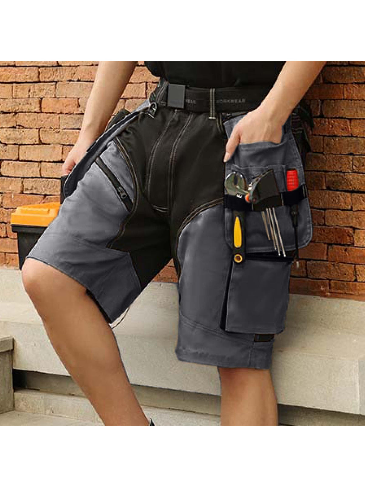 WORK IDEA Builder Work Shorts for Men - Durable Summer Combat Shorts - Multi Pocket Detachable Flight Pocket Shorts