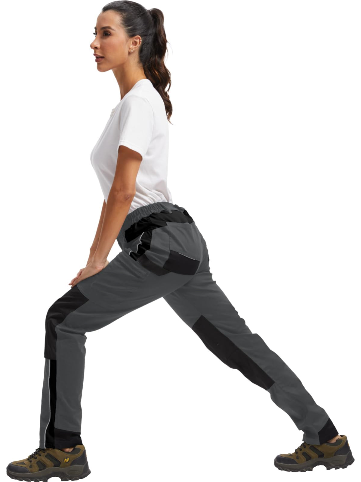 WORK IDEA Women's Work Trousers in Figure-Hugging Fit, Elastic and Lightweight, with Multiple Functional Pockets