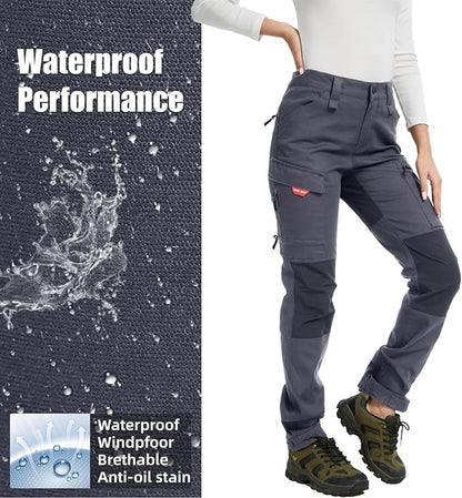 WORK IDEA Women's Hiking Trousers, Stretch Slim Fit, Water Resistant, Outdoor Hiking Trousers