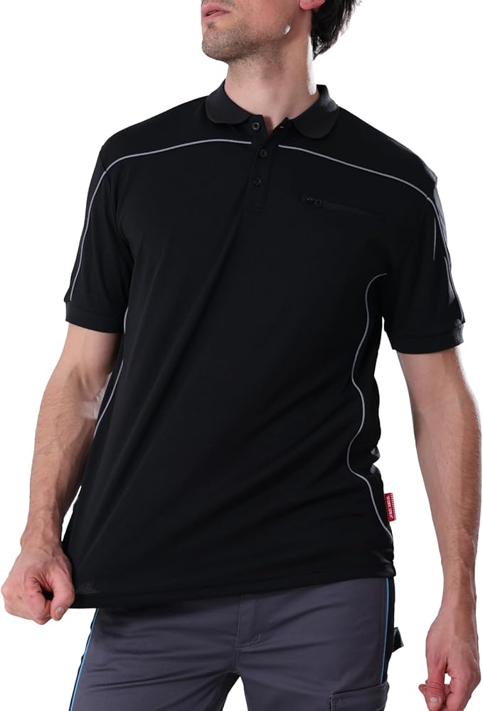 Men's Polo Shirt Work Short Sleeve Work Shirt 100% Polyester with Contrast Colours