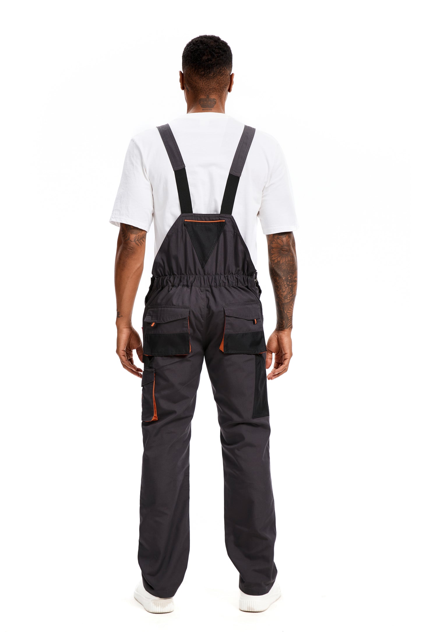 WORK IDEA Men's Bib Overalls Sturdy Canvas Work Overalls with Knee Pad Pockets