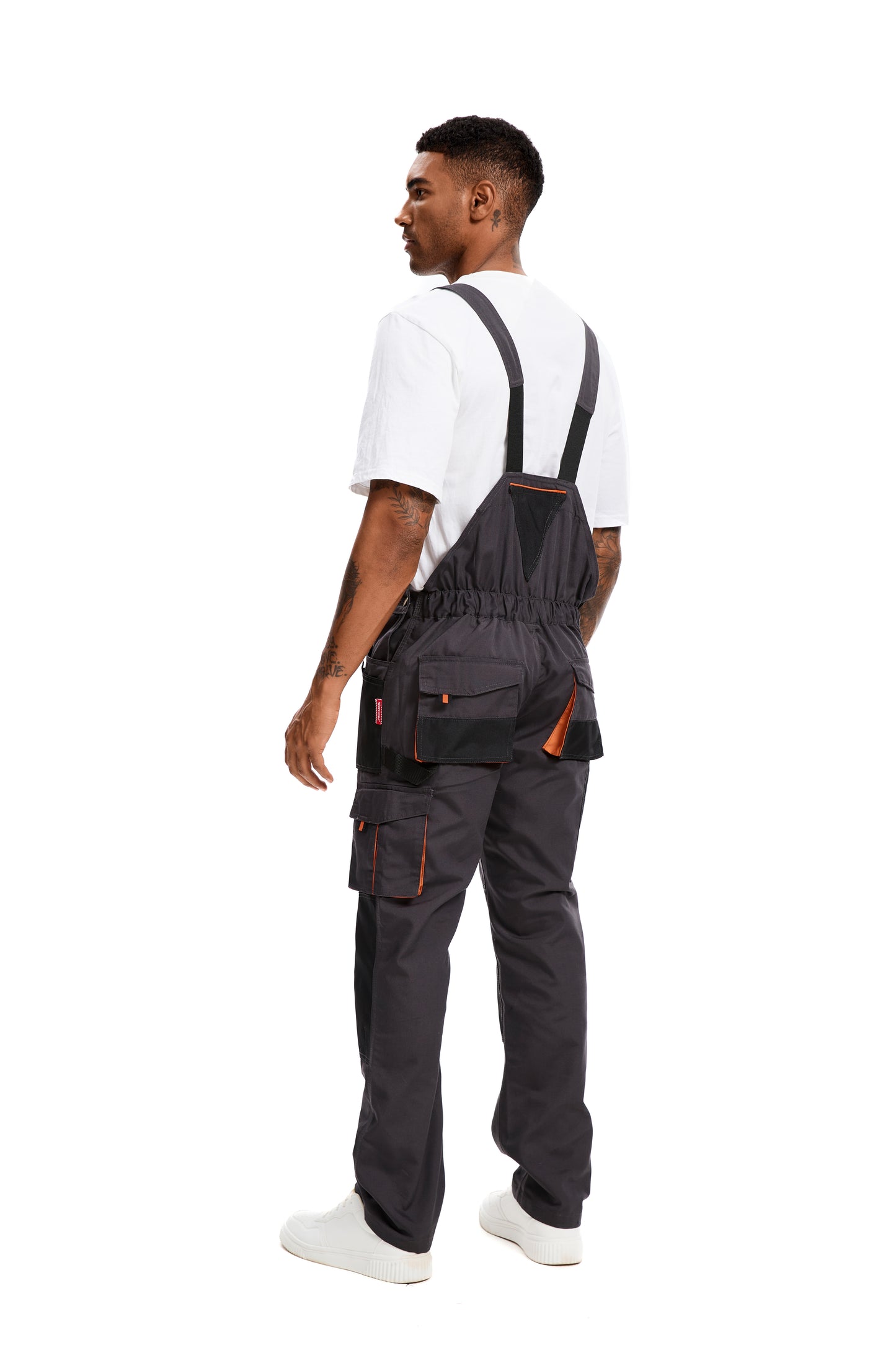 WORK IDEA Men's Bib Overalls Sturdy Canvas Work Overalls with Knee Pad Pockets