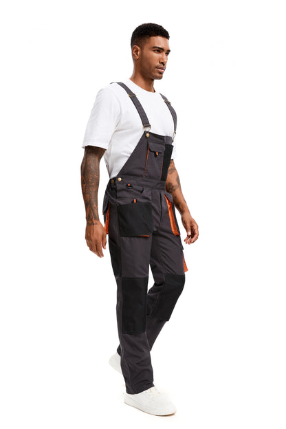 WORK IDEA Men's Bib Overalls Sturdy Canvas Work Overalls with Knee Pad Pockets