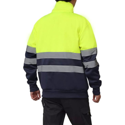 WORK IDEA High Visibility Safety Reflective Sweatshirt for Men ASIN Class 2 Hi Vis 1/4 Zipper Workwear