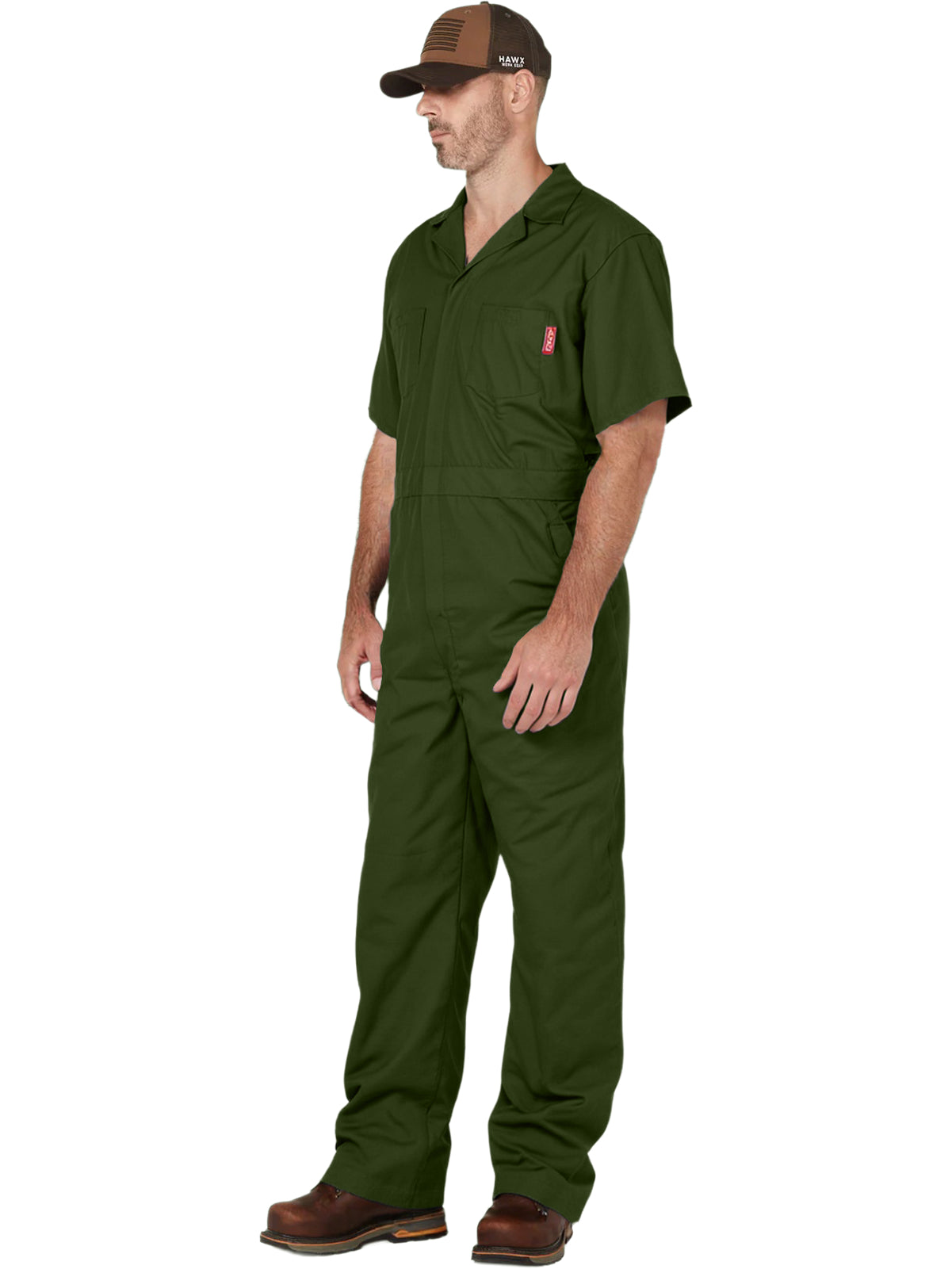 WORK IDEA Men's Short Sleeve Work Coverall - Lightweight Jumpsuit Elastic Waist with Multi Pockets