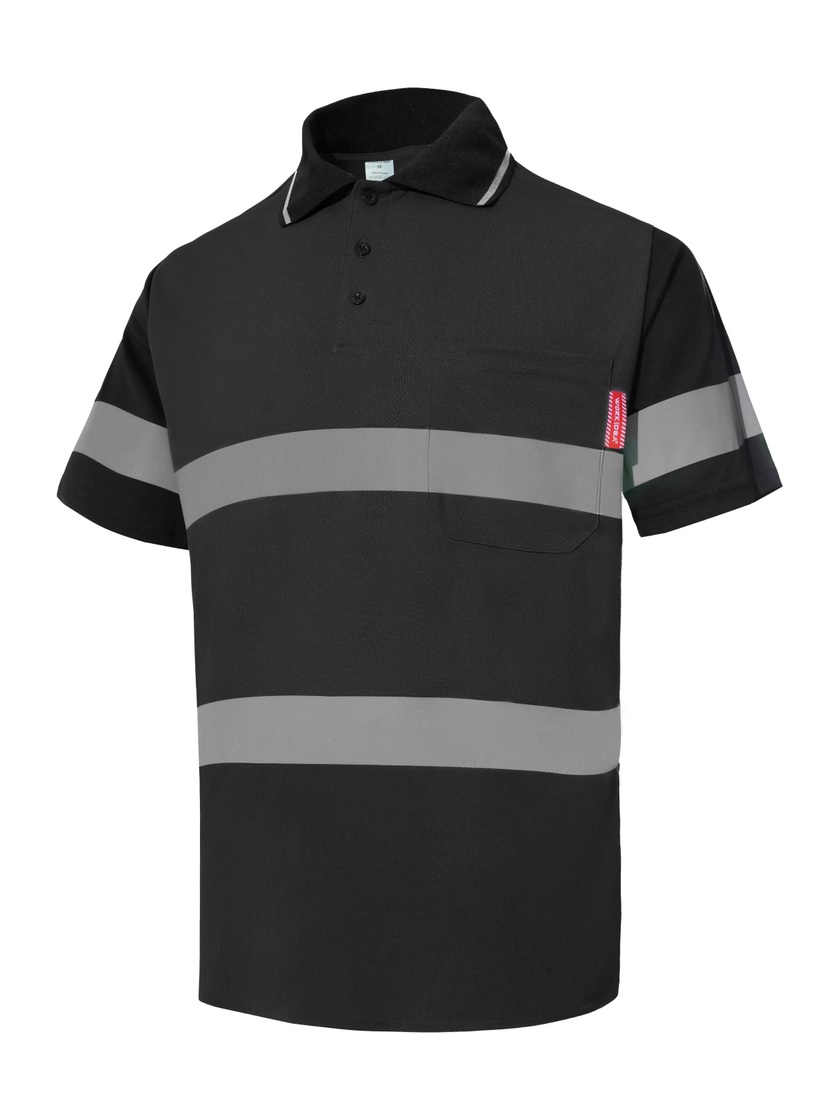 WORK IDEA Polo Shirt for Men High Visibility Reflective Work Shirt with Pockets for Construction