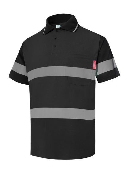 WORK IDEA Polo Shirt for Men High Visibility Reflective Work Shirt with Pockets for Construction