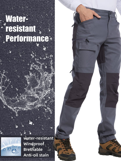 WORK IDEA Men's Hybrid Outdoor Pants - Canvas & Stretch Nylon Hiking Trousers with Side Vents, Reinforced Knees for Camping