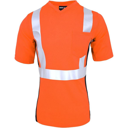 WORK IDEA Safety T Shirt for Women Reflective Tape High Visibility Shirt Work Construction Short Sleeve