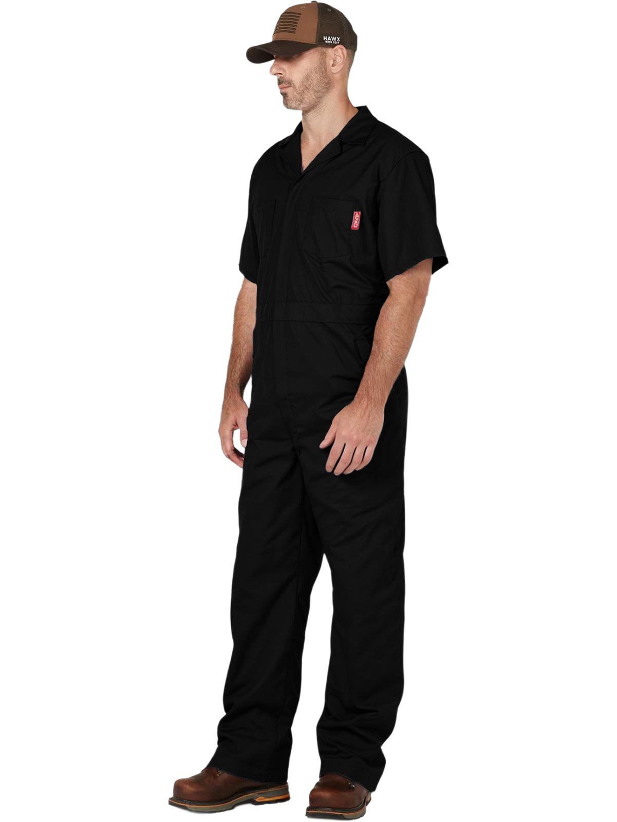 WORK IDEA Men's Short Sleeve Work Coverall - Lightweight Jumpsuit Elastic Waist with Multi Pockets