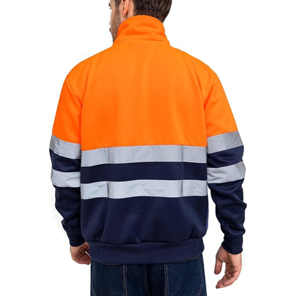 WORK IDEA High Visibility Safety Reflective Sweatshirt for Men ASIN Class 2 Hi Vis 1/4 Zipper Workwear