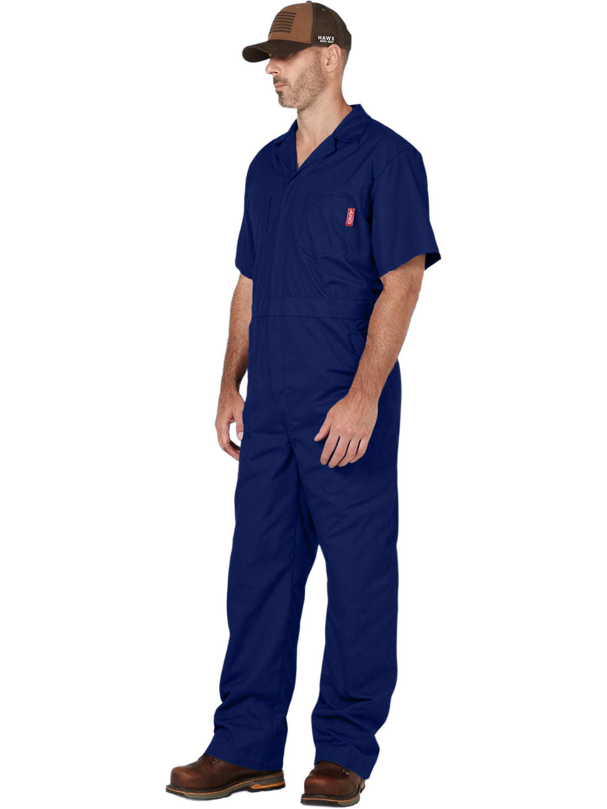 WORK IDEA Men's Short Sleeve Work Coverall - Lightweight Jumpsuit Elastic Waist with Multi Pockets